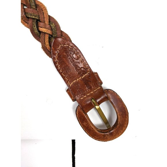 Vintage Brooks Brothers brown braided leather belt main image 2
